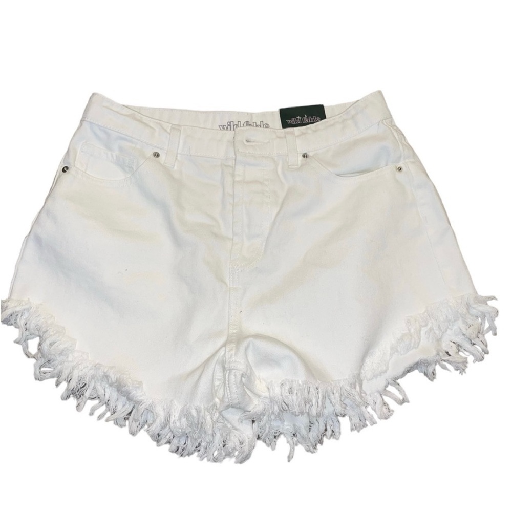 NWT WILD FABLE Womens Frayed High Rise Denim Shorts White Size 6/Waist 28